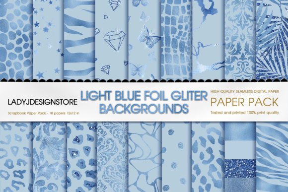 Download Light Blue Glam Digital Paper - Premium Resources