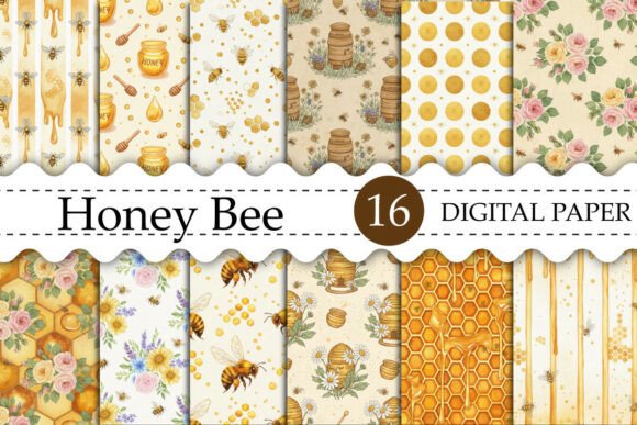 Download Honey Bee Digital Paper Vintage Spring - Honey Collection