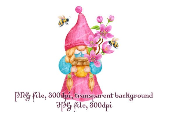 Download Gnome Bee Honey Spring Flower Watercolor - Honey Collection