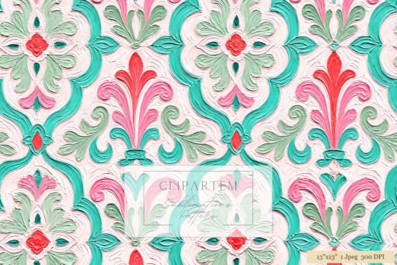 Download Teal Pink Damask Impasto Pattern - Premium Resources