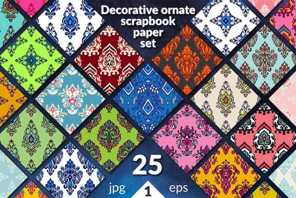 Download Digital Damask Scrapbooking Paper Set - Damask Collection